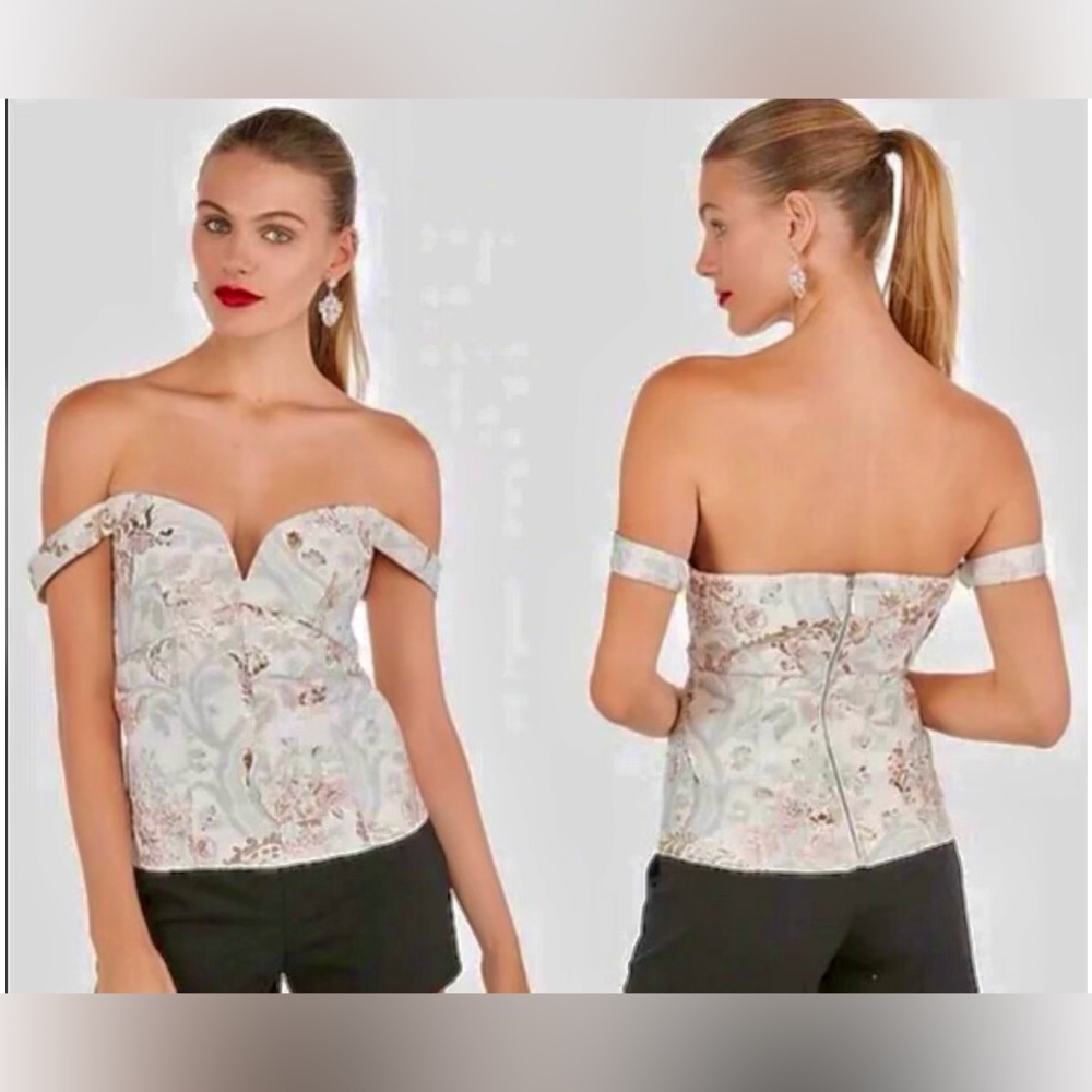 EXPRESS jacquard brocade corset w/boning~wear on or off shoulde RE $70+ sz 10